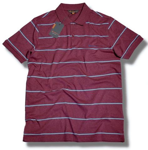 Ben Sherman Mod Pique Contrast Stripe Short Sleeve Polo Shirt Wine Preview